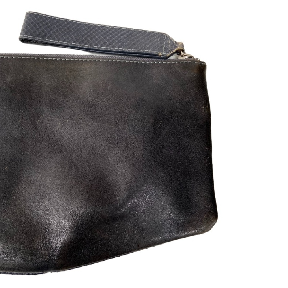 All Saints Leather Clutch Bag Python Embossed Dar… - image 5